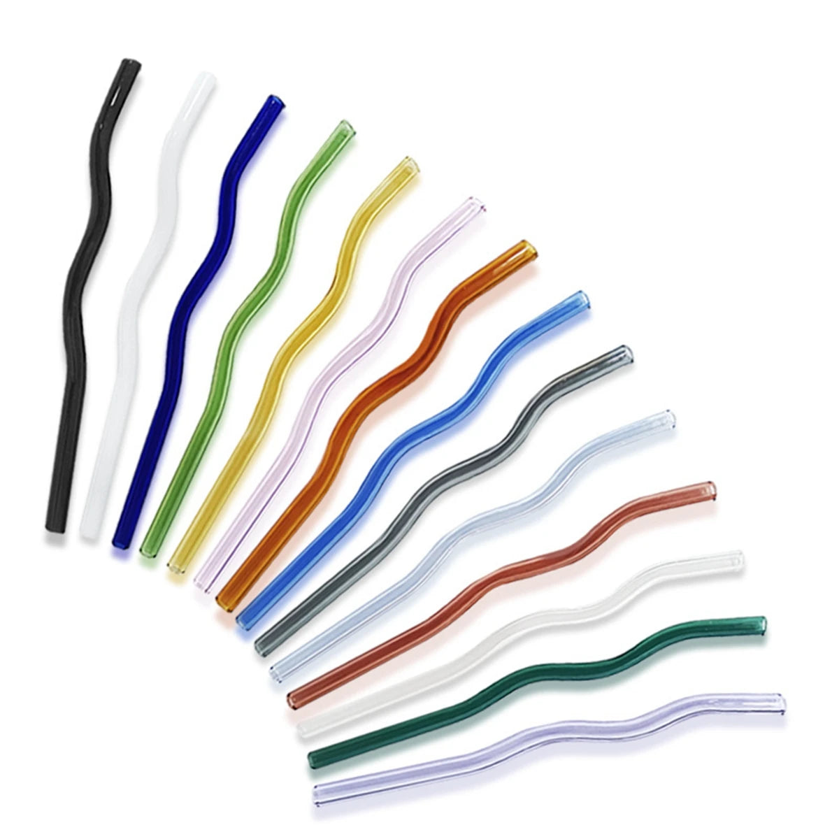 Wavy Glass Drinking Straws – Reusable & Colorful Eco-Friendly Straws for Coffee, Tea & Cocktails