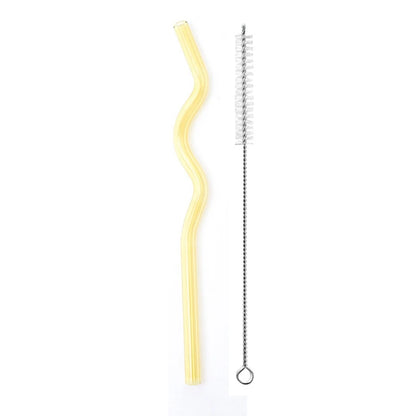 Wavy Glass Drinking Straws – Reusable & Colorful Eco-Friendly Straws for Coffee, Tea & Cocktails