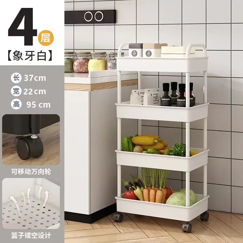 Multi-Layer Rolling Storage Rack – Mobile Organizer for Kitchen, Bedroom, Bathroom & Snacks