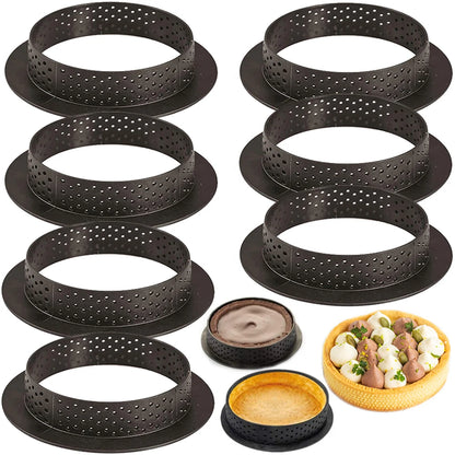 Perforated Tart Ring Set (4-10PCS) – Round Mousse & Cake Mold for French Pastry & Baking