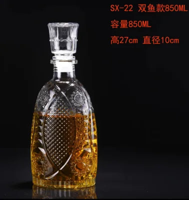 Unique Glass Whiskey Decanter – 250ml-1000ml Lead-Free Bottle for Liquor, Scotch & Bourbon