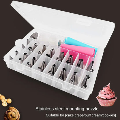 32-Piece Cake Decorating Set – Stainless Steel Piping Nozzles & Pastry Bags for Icing & Baking