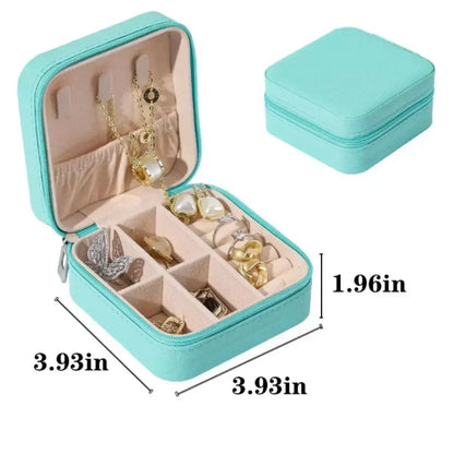 Mini Travel Jewelry Box – Portable PU Leather Organizer for Rings, Earrings & Necklaces