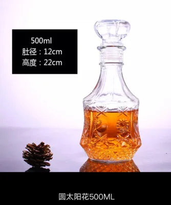 Unique Glass Whiskey Decanter – 250ml-1000ml Lead-Free Bottle for Liquor, Scotch & Bourbon