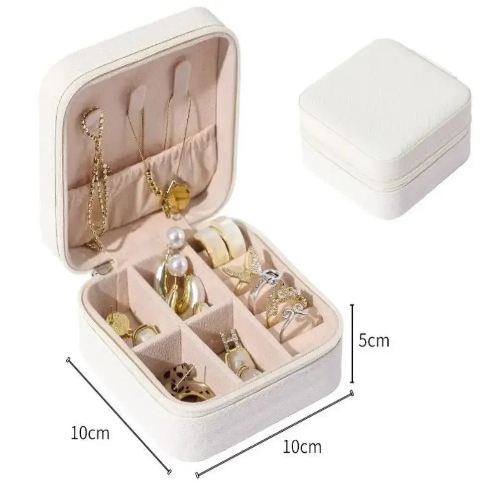 Mini Travel Jewelry Box – Portable PU Leather Organizer for Rings, Earrings & Necklaces