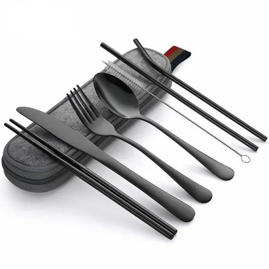 MYVIT 6-Person Metal Dinnerware Set – Eco-Friendly Carbon Steel Cutlery with CE & EU Certification