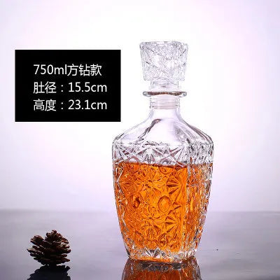 Unique Glass Whiskey Decanter – 250ml-1000ml Lead-Free Bottle for Liquor, Scotch & Bourbon