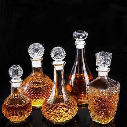 Unique Glass Whiskey Decanter – 250ml-1000ml Lead-Free Bottle for Liquor, Scotch & Bourbon