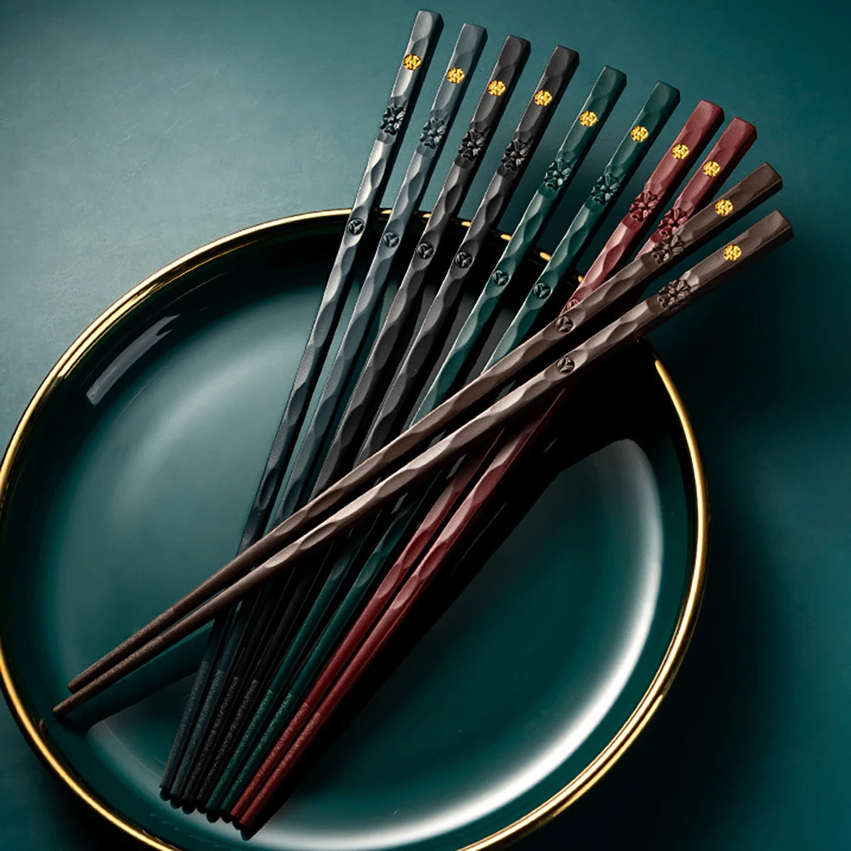 5-Pair Alloy Chopsticks Set – Non-Slip Mixed Color Dining Chopsticks for Sushi & Kitchen Use