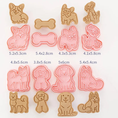 8-Piece 3D Cartoon Cookie Cutter Set – Pressable Plastic Biscuit & Pastry Molds for Baking