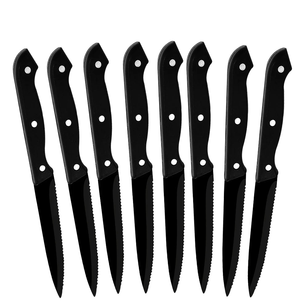 6/8-Piece Steak Knife Set – Full Tang Stainless Steel Serrated Knives for Meat & Bread, Dishwasher Safe