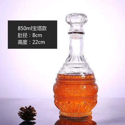 Unique Glass Whiskey Decanter – 250ml-1000ml Lead-Free Bottle for Liquor, Scotch & Bourbon