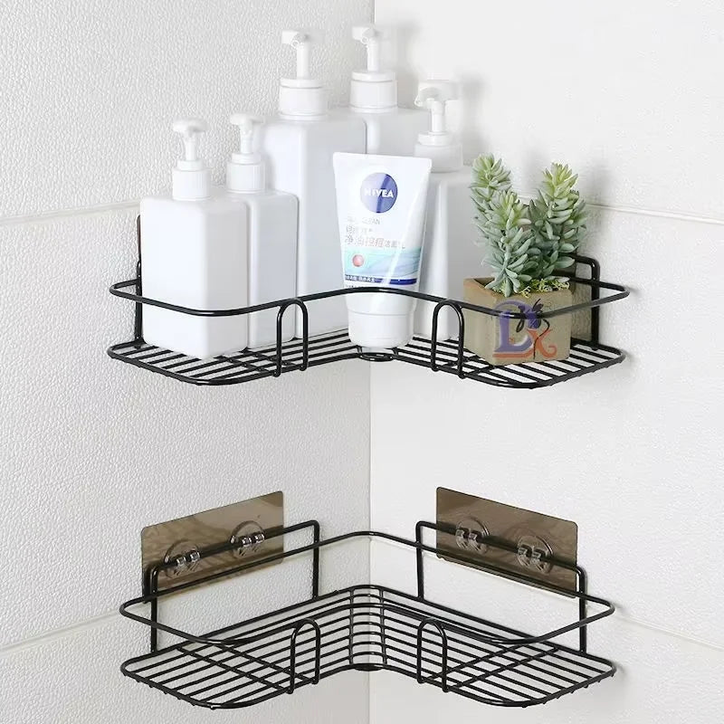 Wall-Mounted Corner Shower Shelf – Rustproof Metal Bathroom Organizer for Shampoo & Soap