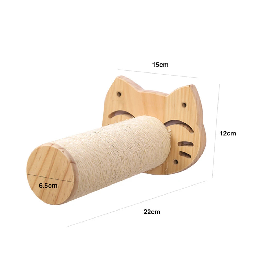 Wall-Mounted Cat Hammock & Perch – Space-Saving Wooden Climbing Tree & Scratching Post