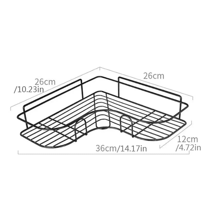 Wall-Mounted Corner Shower Shelf – Rustproof Metal Bathroom Organizer for Shampoo & Soap