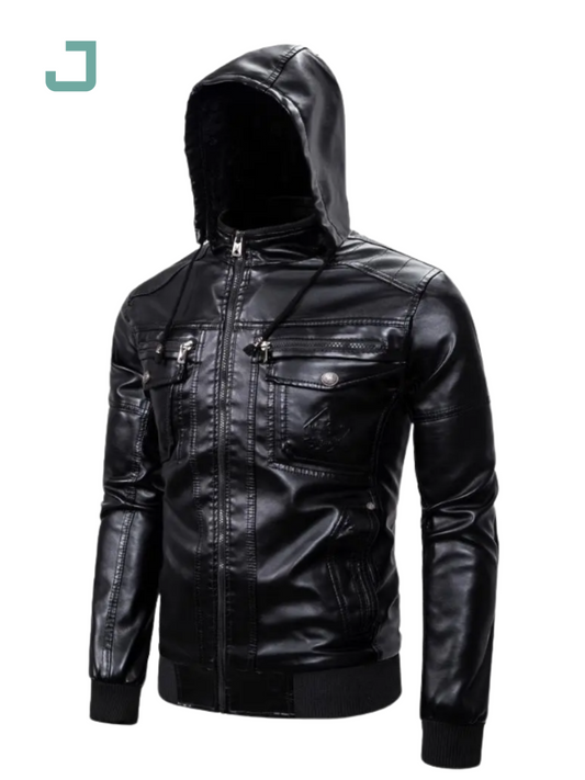 Wholesale Men's PU Leather Bomber Biker Jacket – Winter Faux Leather with Hood