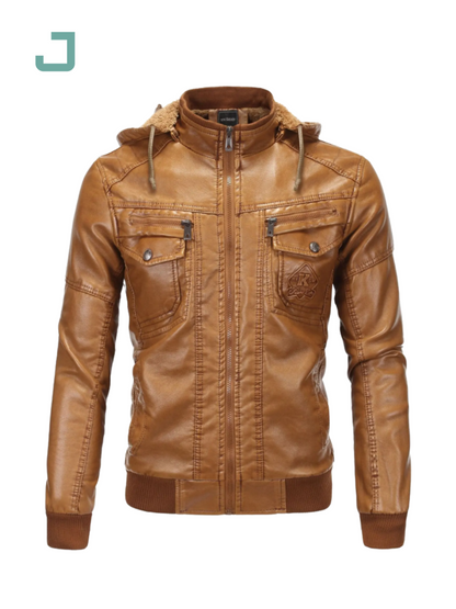 Wholesale Men's PU Leather Bomber Biker Jacket – Winter Faux Leather with Hood