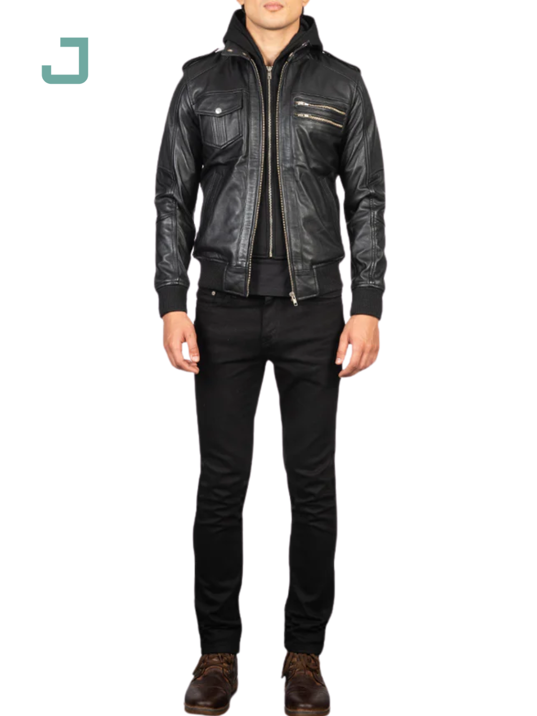 Bravado Black Hooded Leather Bomber Jacket – Stylish & Durable Outerwear