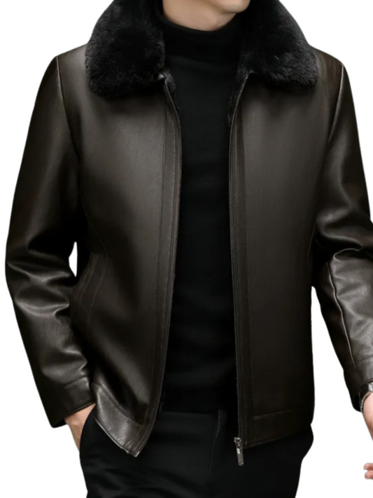 Men's Winter Leather Coat – Custom Logo, Reversible, Plus-Size & Breathable with OEM Service