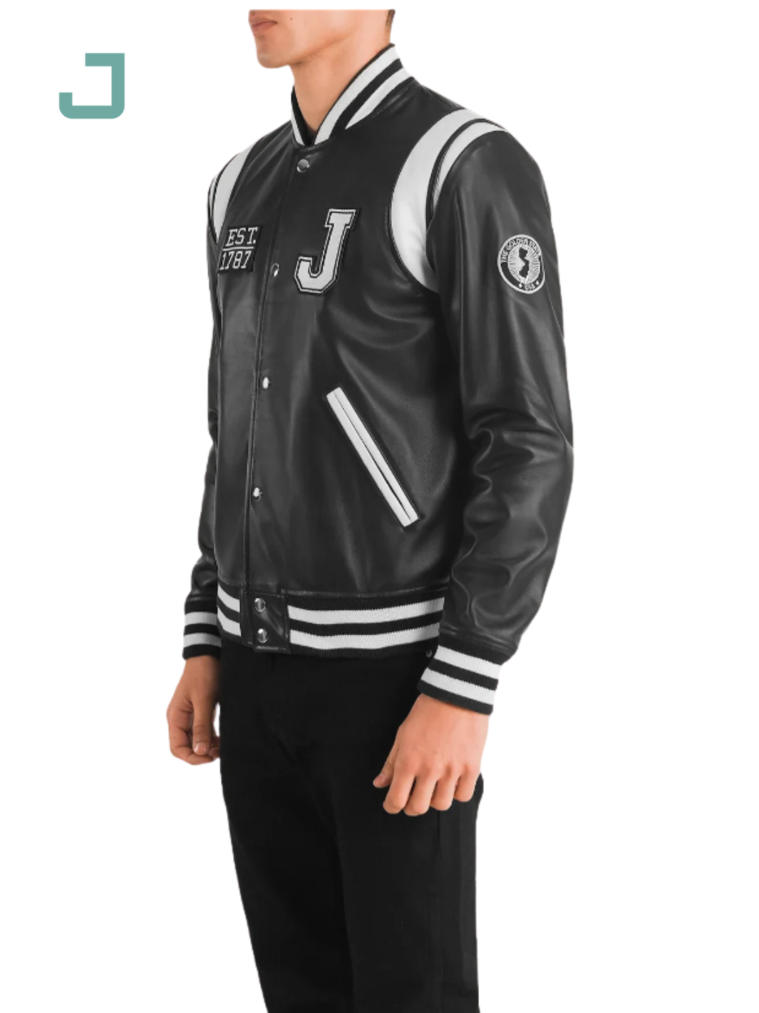 Liberte New Jersey Black Leather Varsity Jacket – Classic & Stylish Outerwear