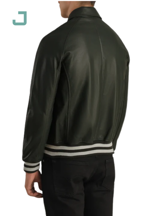 Walton Green Leather Varsity Jacket – Classic & Stylish Sportswear