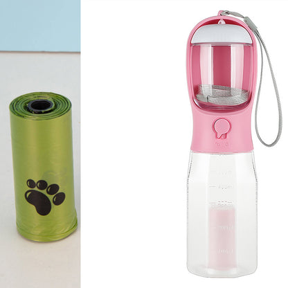 3-in-1 Portable Dog & Cat Water Bottle – Leak-Proof Pet Feeder, Drinker & Poop Bag Dispenser