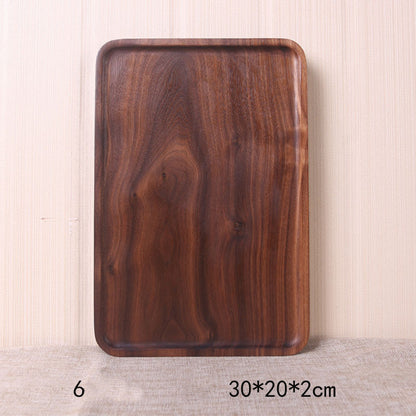 Japanese-Style Black Walnut Wooden Dinner Plate – Elegant Rectangular Serving Tray for Sushi & Meals