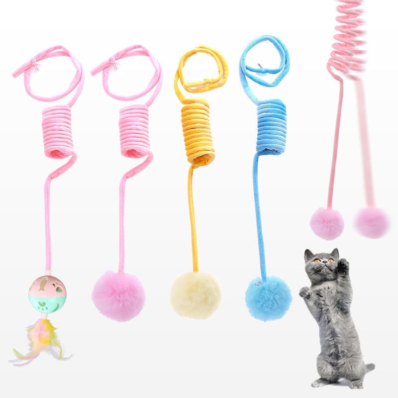 Interactive Spring Cat Toy – Suction Cup with Rabbit Fur Ball for Endless Play