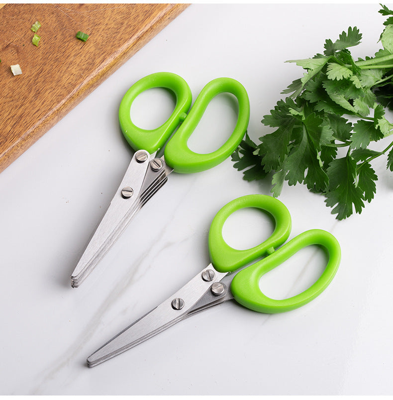 Multifunctional Stainless Steel Herb & Green Onion Scissors – Multi Layer Kitchen Cutter for Spices & Seaweed