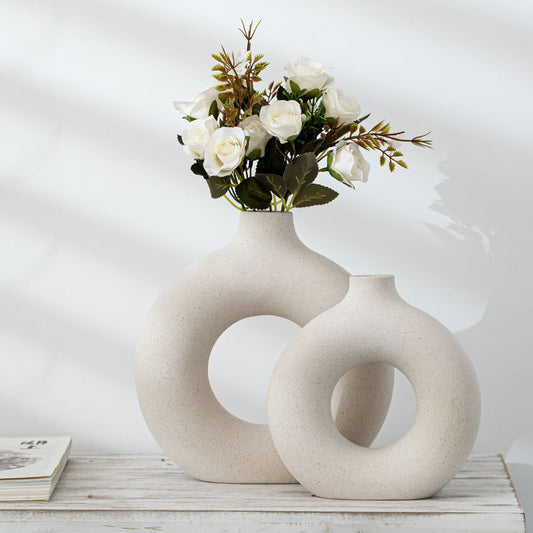 Modern Frosted Biscuit Vase – Stylish Textured Flower Arrangement Decor