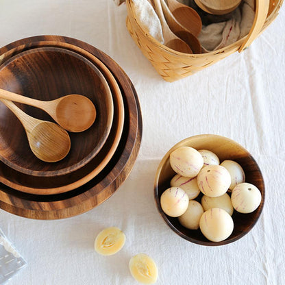 Natural Wooden Bowl – Perfect for Salad, Fruit & Food Storage | Handmade Kitchen & Restaurant Utensil