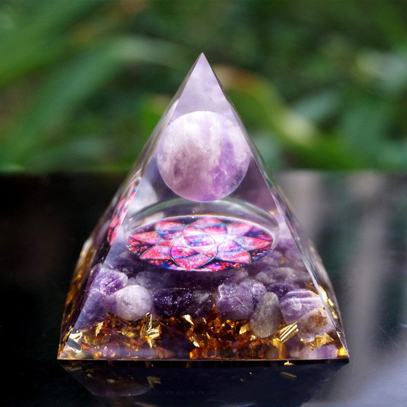 Natural Crystal Pyramid – Energy Healing Tower with Crystal Gravel Decoration