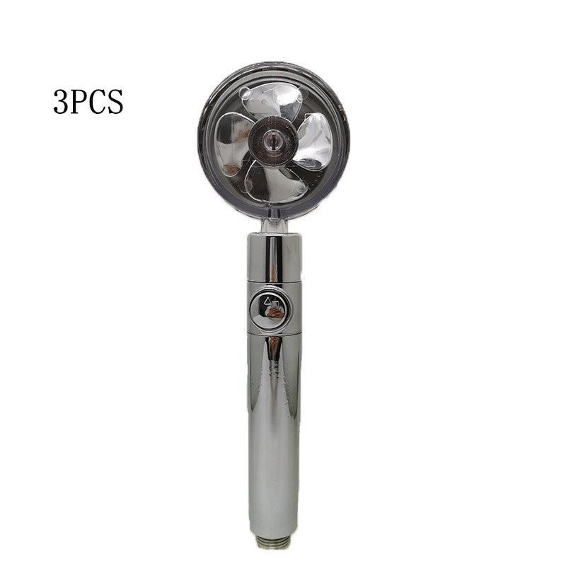 Turbocharged Propeller Shower Head – High-Pressure Handheld Nozzle with Stop Button & Cotton Filter