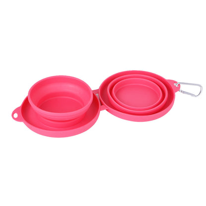 Foldable Double Pet Bowl – Portable Rubber Feeding Dish for Dogs & Cats