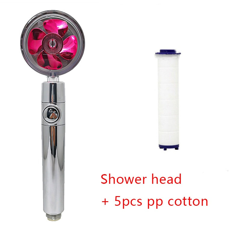 360° Rotating High-Pressure Shower Head – Water-Saving Spray Nozzle with Fan