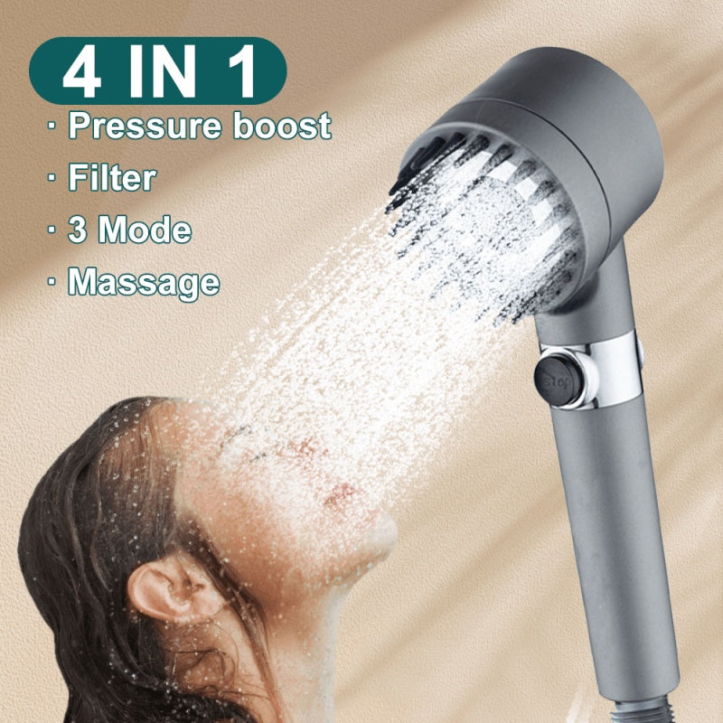 High-Pressure 3-Mode Shower Head – Portable Filtered Rainfall Faucet for Bathroom