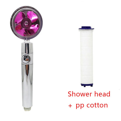 360° Rotating High-Pressure Shower Head – Water-Saving Spray Nozzle with Fan