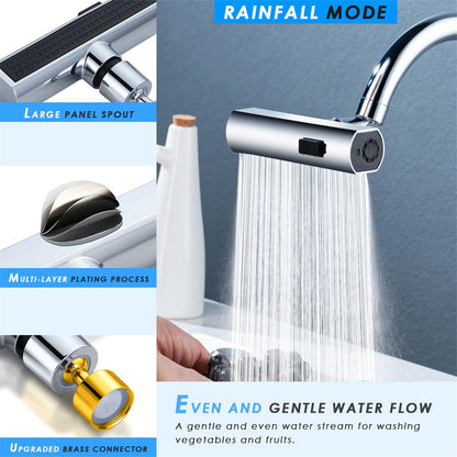 360° Rotating Kitchen Faucet Nozzle – Splash-Proof Waterfall Outlet & Bubbler Extension