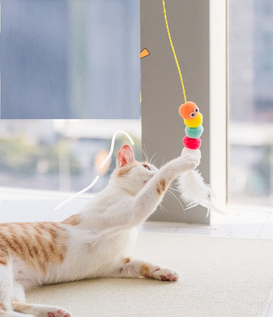 Interactive Cat Toy – Simulated Caterpillar with Hanging Rope for Fun & Play