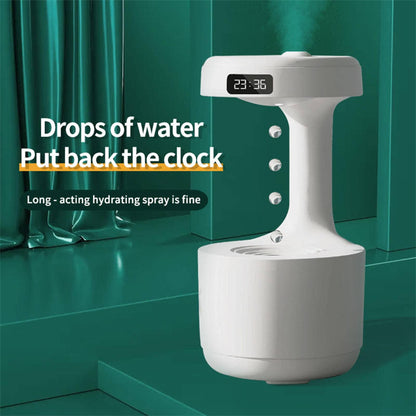 Anti-Gravity Humidifier with Clock – Large-Capacity Water Drop Backflow Aroma Diffuser