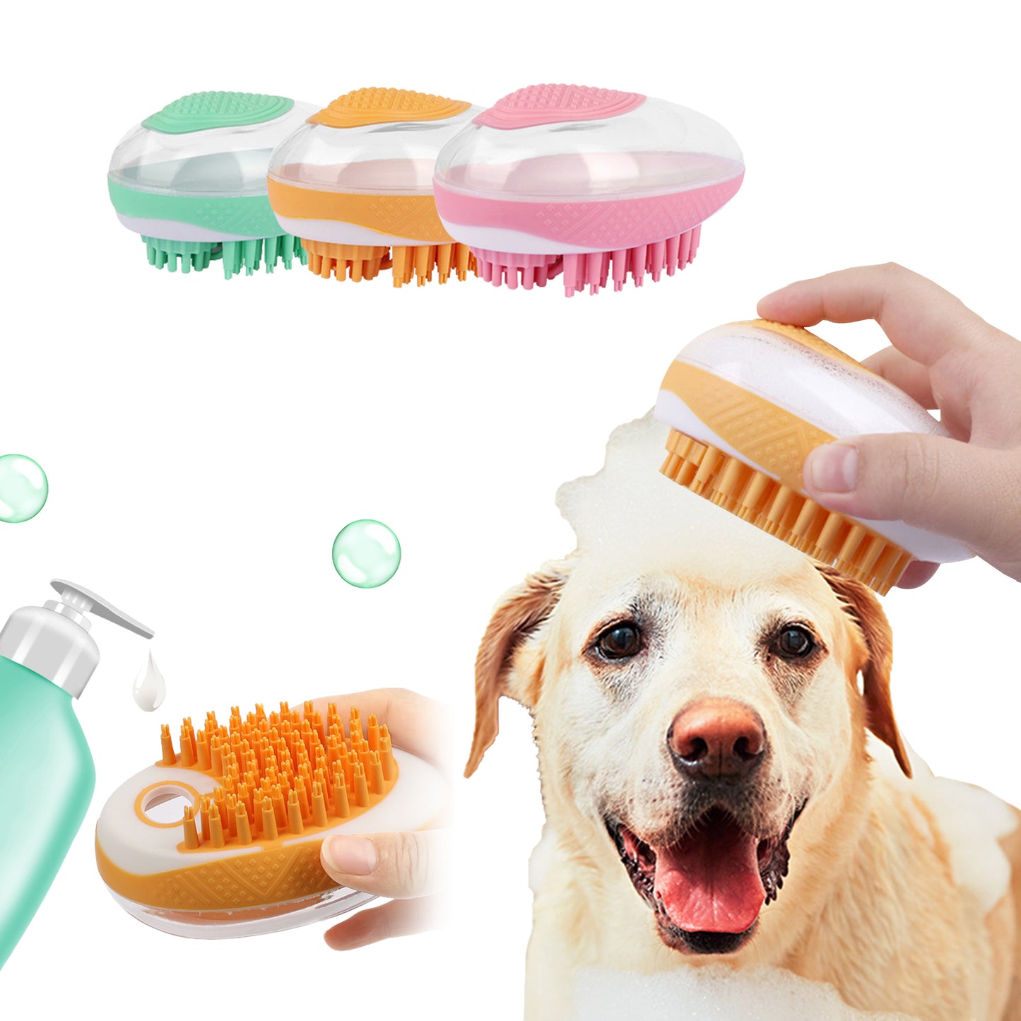 2-in-1 Pet Bath Brush – Soft Silicone Dog & Cat Grooming Massage Comb