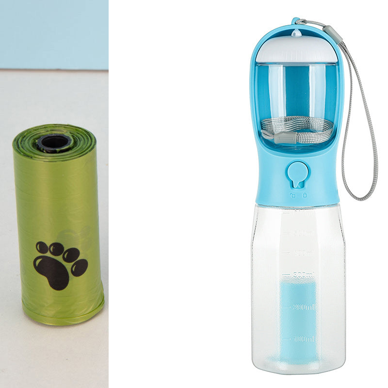 3-in-1 Portable Dog & Cat Water Bottle – Leak-Proof Pet Feeder, Drinker & Poop Bag Dispenser