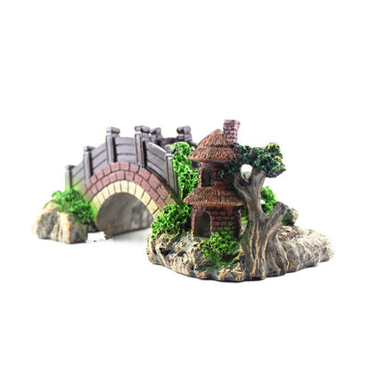 Resin Arch Bridge Aquarium Decoration – Retro Fish Tank & Turtle Climbing Platform