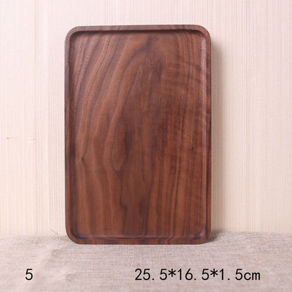 Japanese-Style Black Walnut Wooden Dinner Plate – Elegant Rectangular Serving Tray for Sushi & Meals