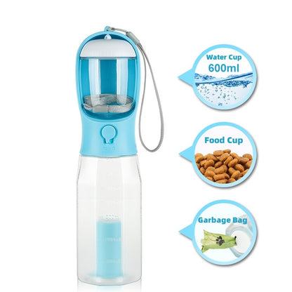 3-in-1 Portable Dog & Cat Water Bottle – Leak-Proof Pet Feeder, Drinker & Poop Bag Dispenser