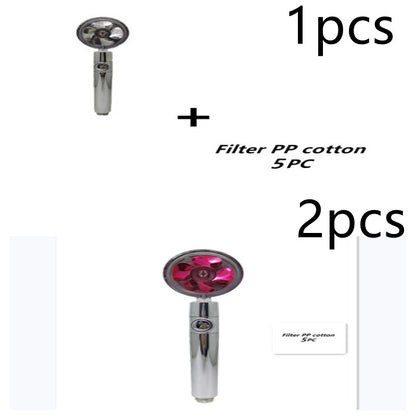 Turbocharged Propeller Shower Head – High-Pressure Handheld Nozzle with Stop Button & Cotton Filter