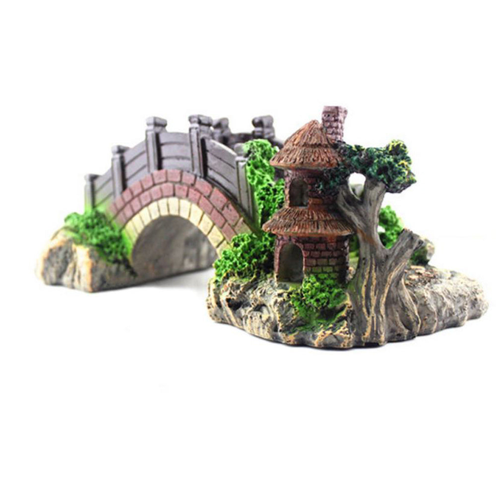 Resin Arch Bridge Aquarium Decoration – Retro Fish Tank & Turtle Climbing Platform