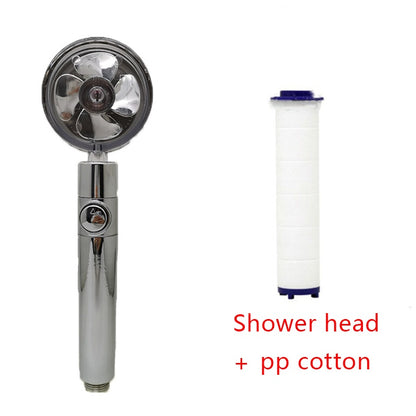 360° Rotating High-Pressure Shower Head – Water-Saving Spray Nozzle with Fan