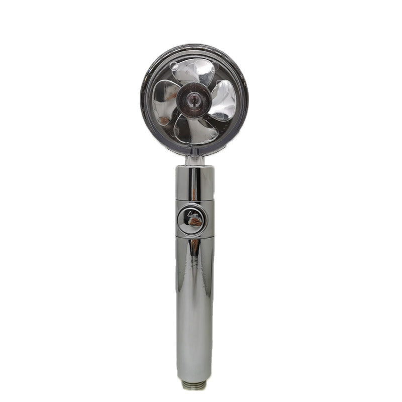 Turbocharged Propeller Shower Head – High-Pressure Handheld Nozzle with Stop Button & Cotton Filter