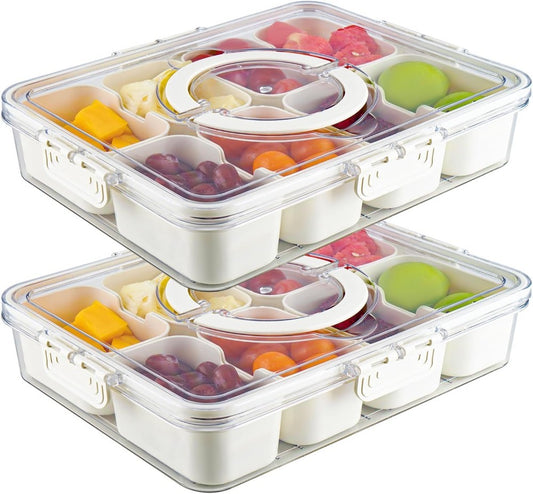 2PCS Plastic Food Storage Lunch Box with Lid – Reusable Meal Prep Containers